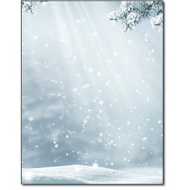 First Snowfall Winter Letterhead - 80 Sheets Stationery for Christmas & Winter Holidays