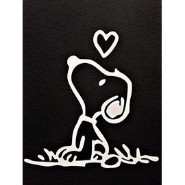 Chase Grace Studio Snoopy Peanuts Inspired Cartoons Vinyl Decal Sticker|White|Cars Trucks Vans SUV Laptops Wall Art|5.25" X 5.25"|CGS770