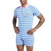 Landofgenie Onesie Pyjamas Men's Short Sleeve Cotton Romper One Piece