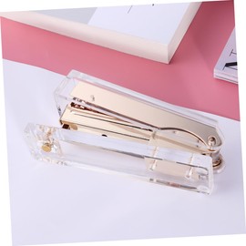 Operitacx Elegant Gold Desk Stapler Acrylic Office Stapler School Desk Home Perfect Office Supply