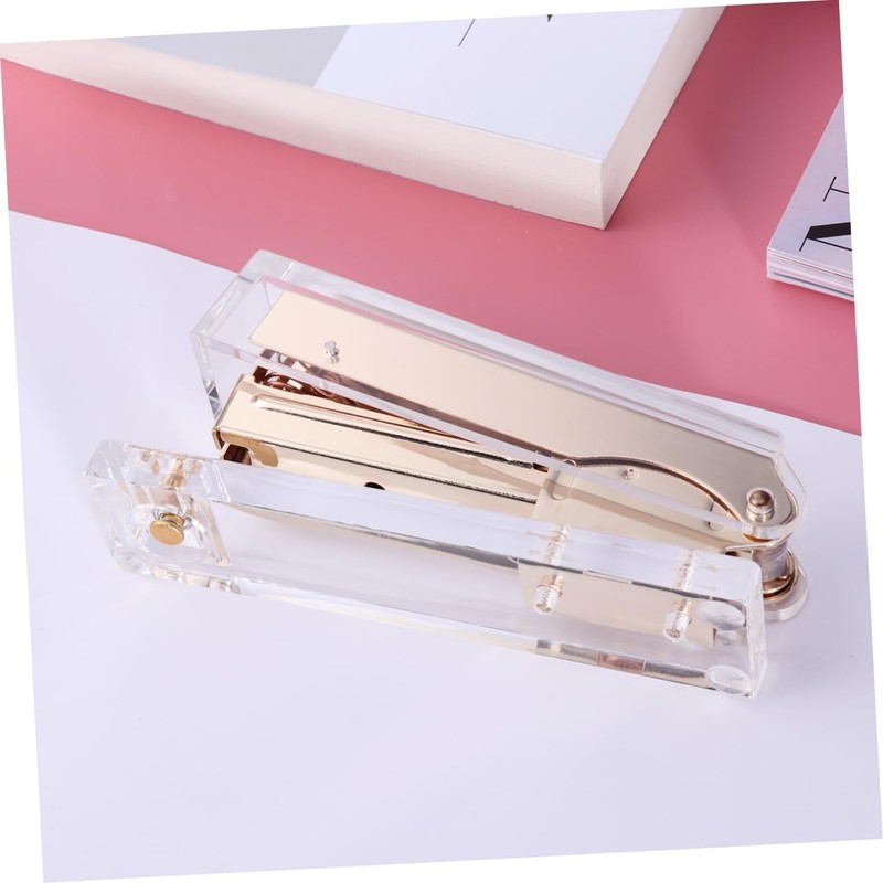 Operitacx Elegant Gold Desk Stapler Acrylic Office Stapler School Desk