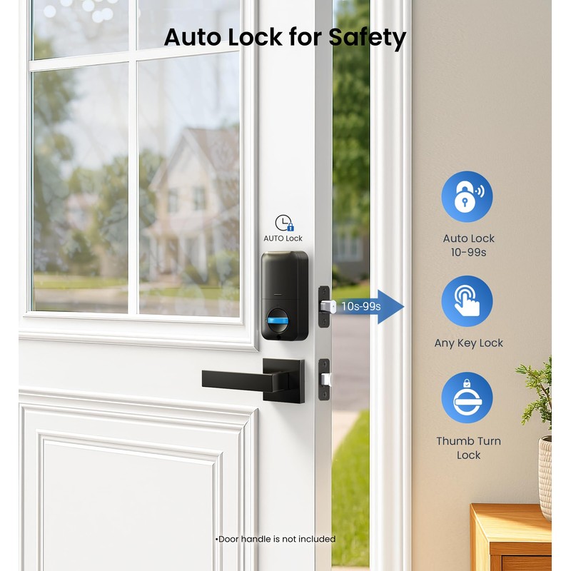 Veise Fingerprint Door Lock, Keyless Entry, Auto Lock, Electronic Keypad