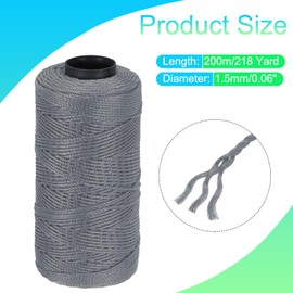 sourcing map Nylon String 3 Strands Twisted Mason Line 1.5mm x 218 Yards Nylon Twine String for DIY Projects, Home Improvement, Gardening, Gift Wrapping, Christmas Party Supplies, Dark Grey