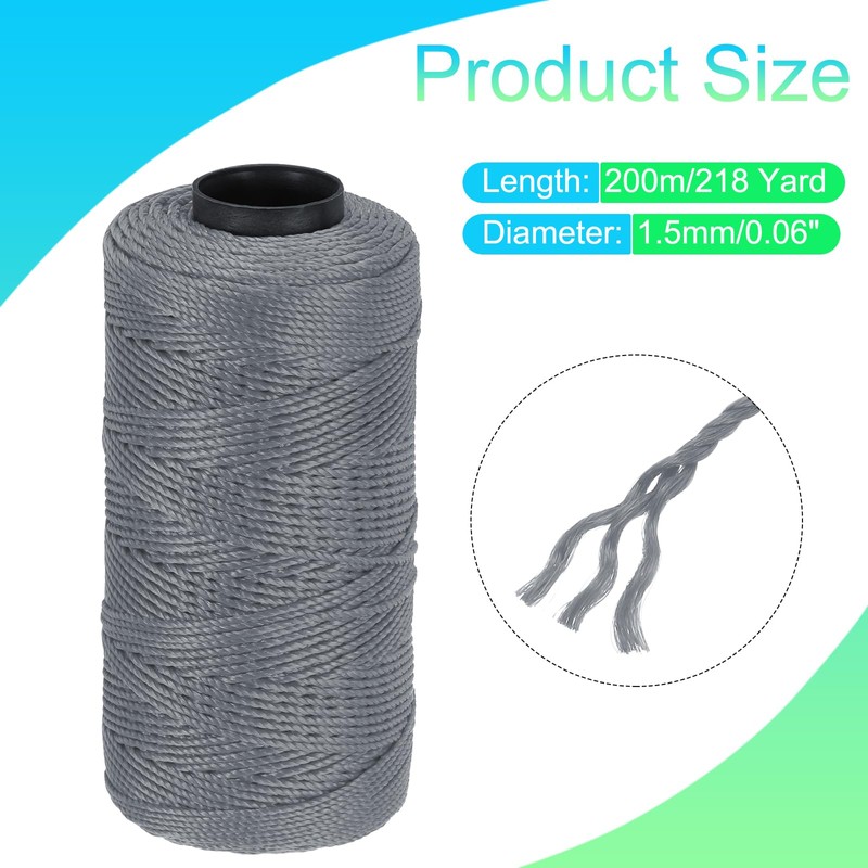 sourcing map Nylon String 3 Strands Twisted Mason Line 1.5mm