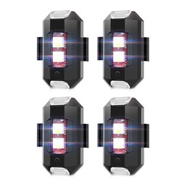 QVEVDACAR LED Strobe Drone Lights, 7 Colors Mini USB Rechargeable Lighting, Anti-Collision Tail Lights for Aircraft Flying, Motorcycles, Trucks, Cars, Bike (4-Pack)