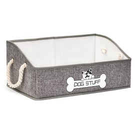 Thankspaw Thankspaw Collapsible Fabric Dog Toy Box and Storage Bin With Handle - Trapezoid Basket Chest Organizer for Pet Toys, Blankets and Accessories
