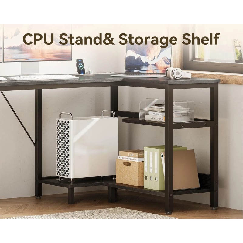 Casaottima L Shaped Desk with Drawers & File Cabinet, 55