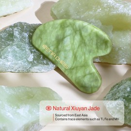 Rena Chris Gua Sha Facial Tools, Natural Jade Stone Guasha, Manual Massage Sticks for Jawline Sculpting and Puffiness Reducing, Gua Sha Scraping Massage Tool, Skin-Care Gift (Mint Green)