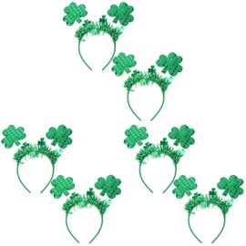 FRCOLOR 3sets Shamrock Headband for Patrick's Day Leprechaun Costume Accessory Sequin Hair Headpiece 2pcs*3
