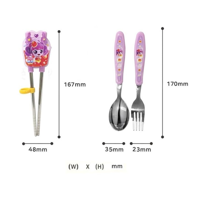 Teenieping Character Fork, Spoon, and Chopsticks Flatware Set with Case,