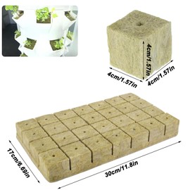 Gloryit 28 Pieces Rock Wool Propagation Mat, Rockwool Cubes, Rock Wool Cube Rock Wool Mat Rock Wool Grow Propagation, Propagation Mat for Growing, Hydroponics Transplanting (4 x 4 x 4 cm)