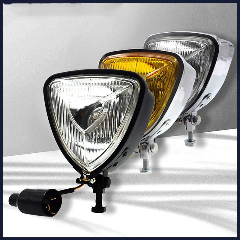 JIAHER Motorcycle Headlights, Triangle Metal Front Lighting, Headlights, Harley Chopper,