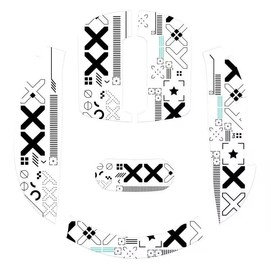 Mouse Anti Slip Grip Tape, Pre-Cut Universal Griptape for Superlight Wireless Gaming Mouse Skins, Sweat Resistant, Elastics Refined Side Grips, Easy to Apply, Ultra-thin 0.5mm (0.02in) - White