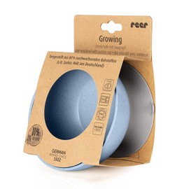 reer Growing Learning Bowl with Suction Cup, Sustainable Tableware for Children, Perfect Hold on Any Table Thanks to Large Suction Cup, Complementary Food, Blue