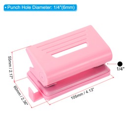 PATIKIL 1/4" 2 Hole Paper Punch, Metal Hole Puncher 8 Sheet Punch Capacity Adjustable Hole Punch for Office and Home, Pink