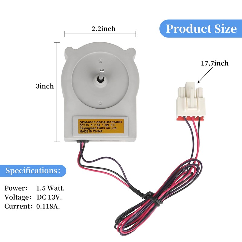 EAU61524007 ODM-001F Refrigerator Evaporator Fan Motor Replacement,Compatible with LG, Kenmore