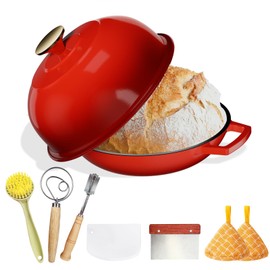 YUTANN Enameled Dutch Oven Cast Iron, 5QT Dutch Oven for Sourdough Bread Baking, Titanium-Enamel Nonstick Coating, Dual Handles Dutch Pots for Braising/Roasting, Oven/Gas Stove/Stovetop Safe