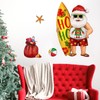 Yovkky Hawaii Christmas Santa Claus Wall Decals Stickers, Hawaiian Xmas