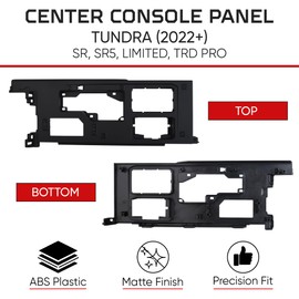 AJT DESIGN Center Console Panel Compatible with Toyota Tundra 2022+ | Full Replacement Panel for Tundra | Matte Black & Exposed Socket Screws | Impact Resistant ABS Plastic | Made in USA | Black