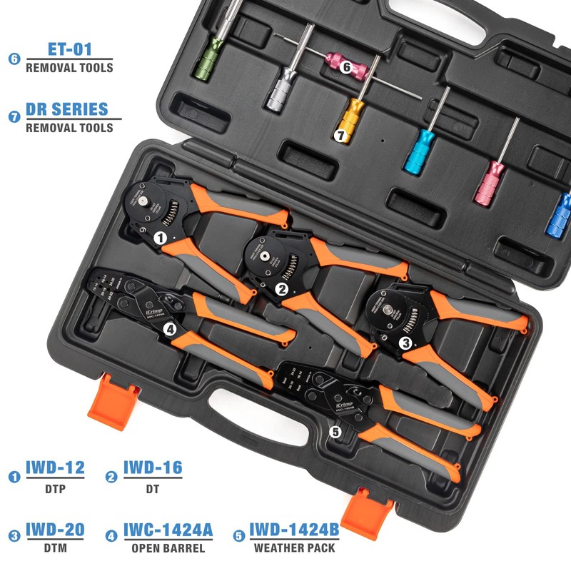iCrimp Deutsch Terminal Crimp Tool Kit, Close Barrel and Open