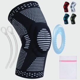 360 RELIEF - Compression Knee Brace with Gel Pads and Side Knee Stabilizers, Joint Support, Comfort, Active Recovery, Running, Workout Protection - X-Large, Black + Laundry Bag