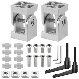 2 x Joint Connectors, Joint Aluminium Profile, 30 x 30 mm, Groove 8, Adjustable Angle Connector, Zinc Alloy, Flexible Hinge 180° Rotation Range, with Clamping Lever, Mounting Accessories for Aluminium