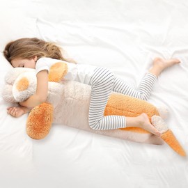 23.6 Inch Large Stuffed Dog Plush Animal Toy Soft Shiba Inu Plush Pillow Kawaii Hugging Body Stuffed Animals Puppy Sleeping Body Pillow Christmas Birthday Gifts for Kids Girlfriend (Beige, 43.3 Inch)