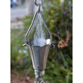 Green Heron Company Flower Cups Stainless Steel Rain Chain