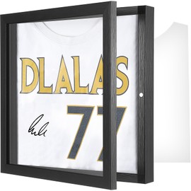 1 Pack T Shirt Display Frame, 13" x 13" Black Imitation Wood T Shirt Frame with 98% UV Protection Acrylic, 1" Depth of Usable Space Shadow Box, Display Case for Shirts, Jerseys, Memorabilia