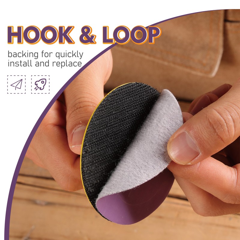 POLIWELL 148Pcs 3 Inch Sanding Discs Hook and Loop, Purple