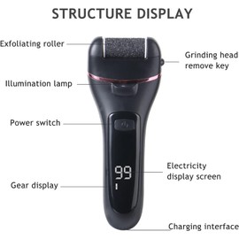 ieron Elektrische Fußfeile, Hornhautentferner, wiederaufladbar, wasserdicht, 10-in-1-Fußpflegegerät, professionelles Pediküre-Set für trockene, abgestorbene Haut, rissige Fersen, Hornhaut