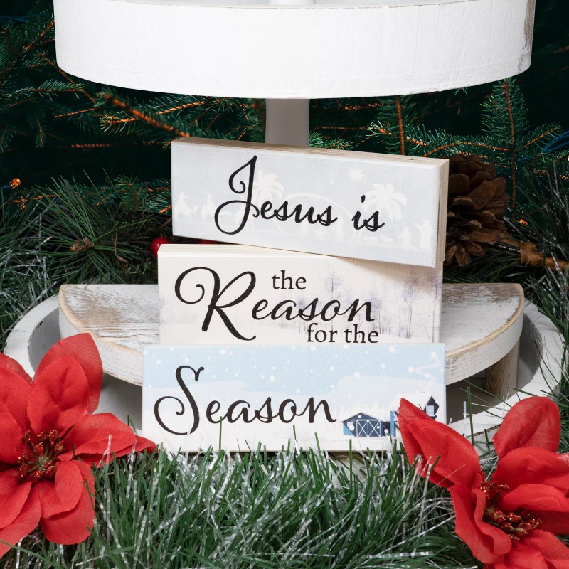 JennyGems Christmas Decor, Jesus Reason for the Season Wood Signs
