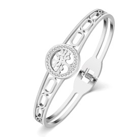 RAIDIN Women's Stainless Steel Bracelet 18K Gold Silver Bracelets Rhinestone Crystal Accents Cuff Bangle Bracelet for Her Women Girls Girlfriend Mum, Stainless Steel, Cubic Zirconia