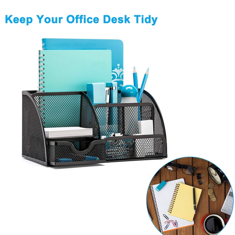 OKPOW Mesh Desk Organizer Desk Tidy Pen Holder 6 Components