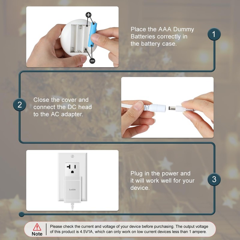Lenink AC Power Supply Adapter for AAA Battery,Replace 3 AAA