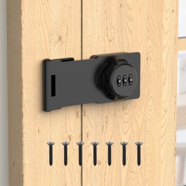 Mechanical Password Rotary Hasp Locks, Cabinet Combination Lock, Door Security Slide Latch Lock for Small Doors, Cabinets, Barn Door, Bathroom, Outdoor (1 Pack Black)