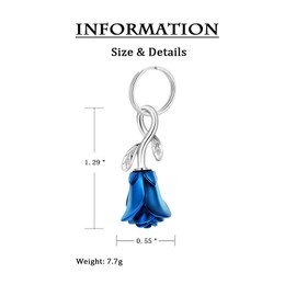 constantlife Rose Flower Urn Keychain Cremation Jewelry for Ashes, Stainless Steel Memorial Pendant Gift Funeral Keepsake (Blue)