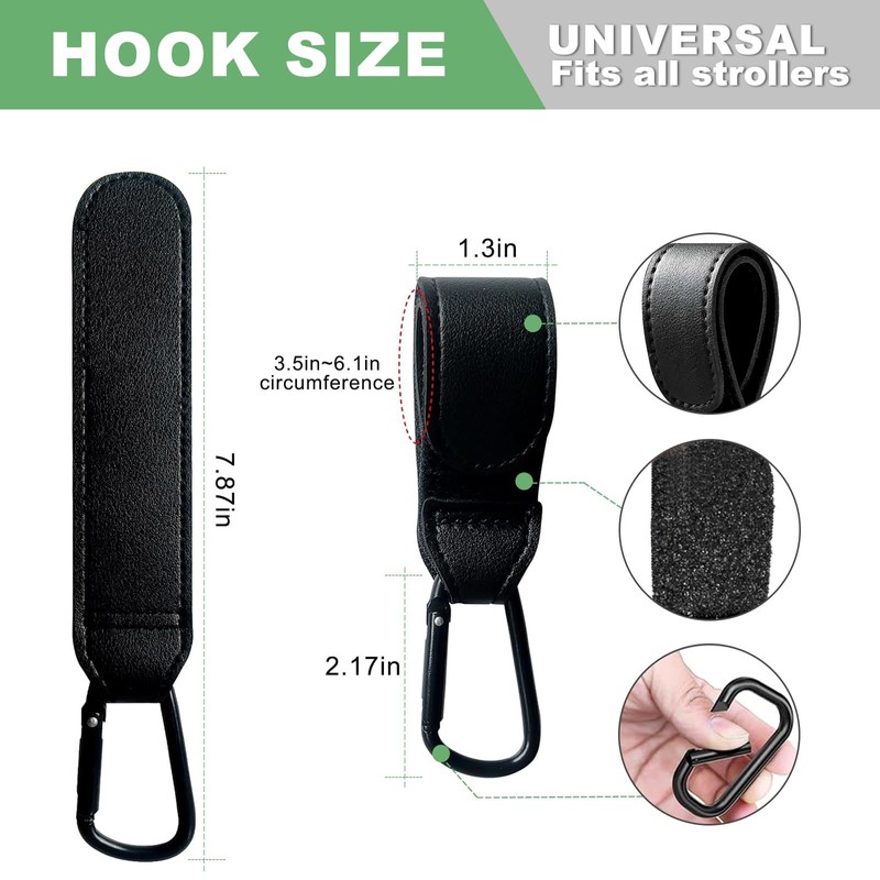 Stroller Hooks for Bags 2 Pack, Heavy Duty Stroller Clips