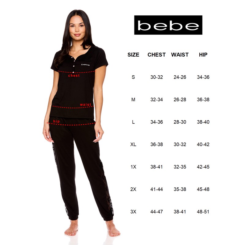 bebe Womens Pajama Set, Plus Size Pajamas for Women with