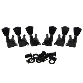 KAISH Black Guitar Tuners Tuning Keys Machine Head w/ Tulip Button for Les Paul or Acoustic Guitar