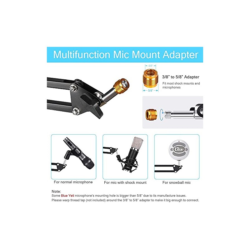 Soporte de Micrófono Adjustable con Brazo de Suspension Boom Tijera,BONKEEY