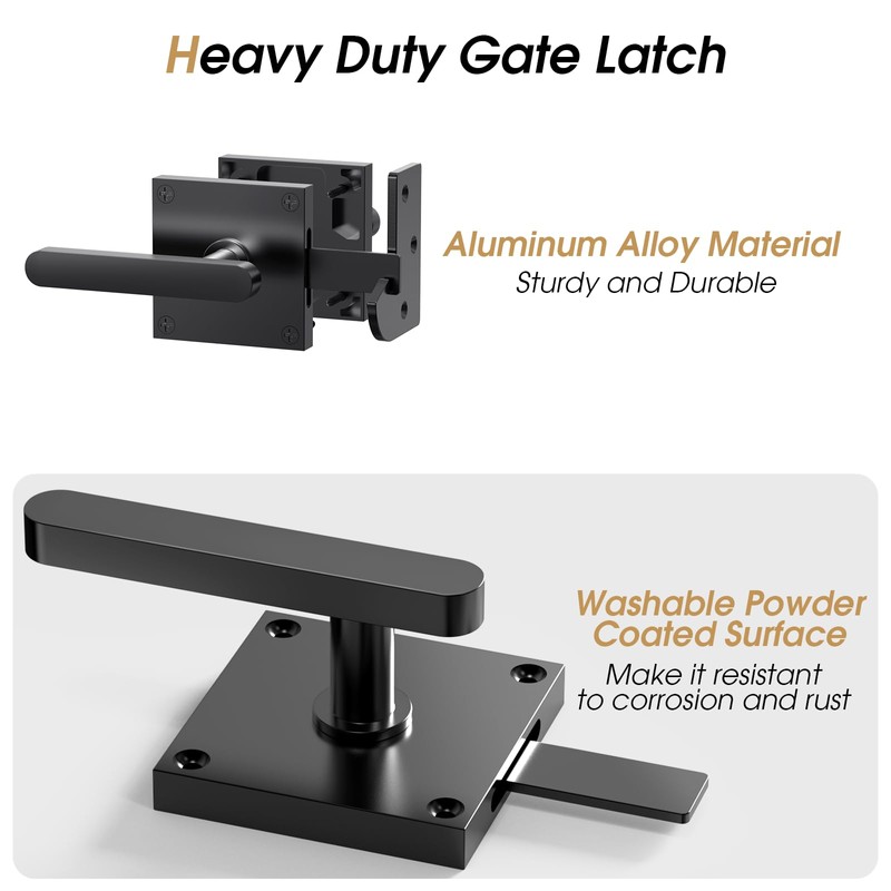 Double Side Gate Latch, Heavy Duty Gate Latch for Wooden