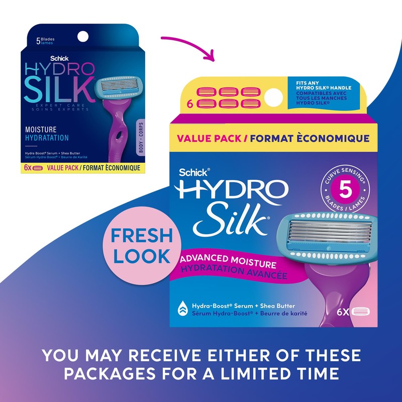 Schick Hydro Silk Moisture Razor Blade Refills, 6 Count |
