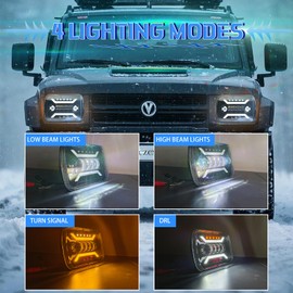 FMYCZCXF 2025 New 200W 1Pair 5x7 LED Headlamps 7x6 Headlights Hi/Low Sealed Beam Compatible with H6054 W-rangler YJ XJ Truck