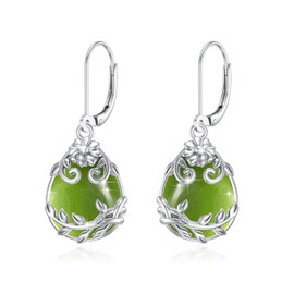 arete colgantes de peridoto de plata de ley con filigrana colgantes de gota de peridoto para mujer, Plata de ley, Peridoto