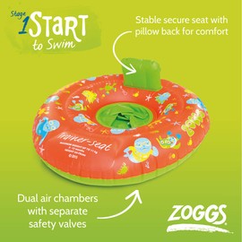 Zoggs Unisex Child Zoggy Baby Inflatable Swim Seat Trainer Seat - Orange/Green, 0-12 months/0-11 kg