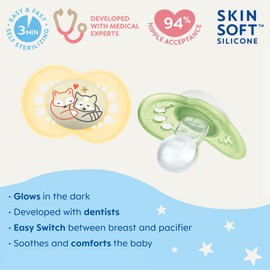 MAM Original Day & Night Pacifiers, Binky Pacifier for 6-16 Months, BPA-Free Silicone, Glows in the Dark, Best for Newborn Babies, Developed with Medical Experts, 2 Count Binkies, with Sterilizer Case