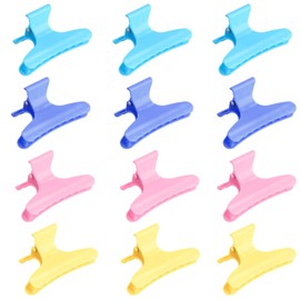 12 Piezas Pinzas Mariposas para Cabello, Pinzas para El Cabello para Mujeres, Pinzas para el pelo de salón, herramienta de peluquería para peinar seccionar cortar y colorear (4 colores)