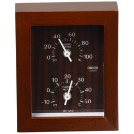 クレセル 天然木 温度計・湿度計 CR-650C