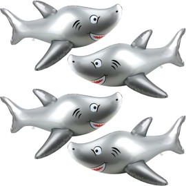 Feradny 4 Pack 40 Inch Inflatable Shark Pool Float Toy for Summer Beach Pool Sea Ocean Party Supplies